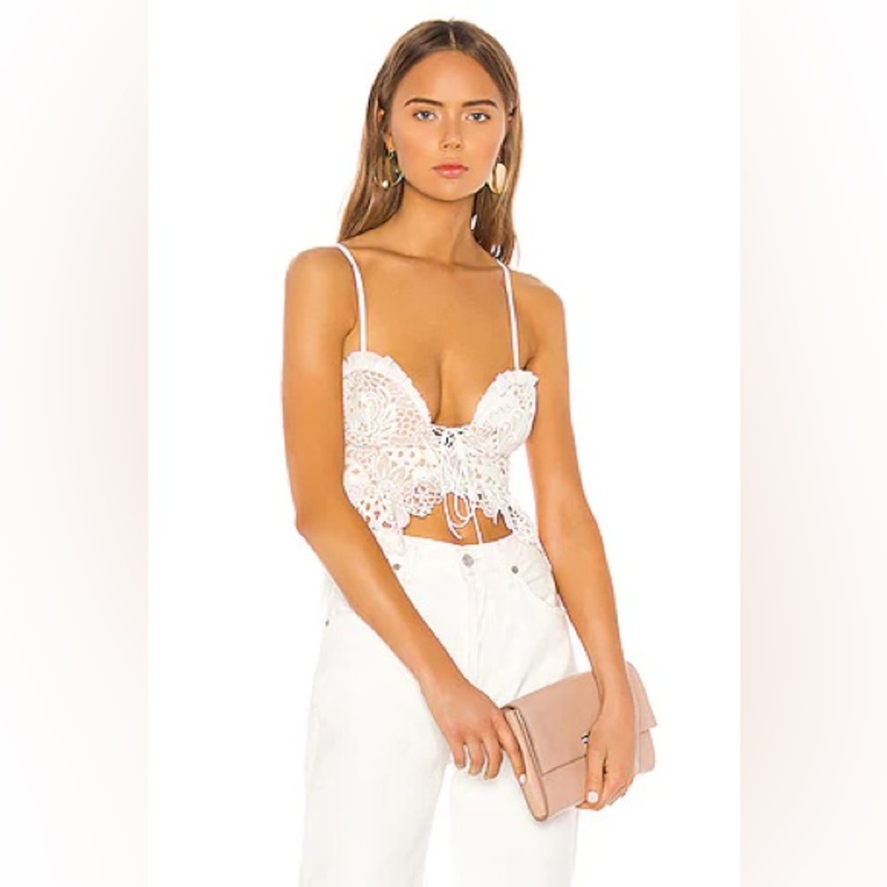 NBD Minxi White Lace Crop Top SMALL